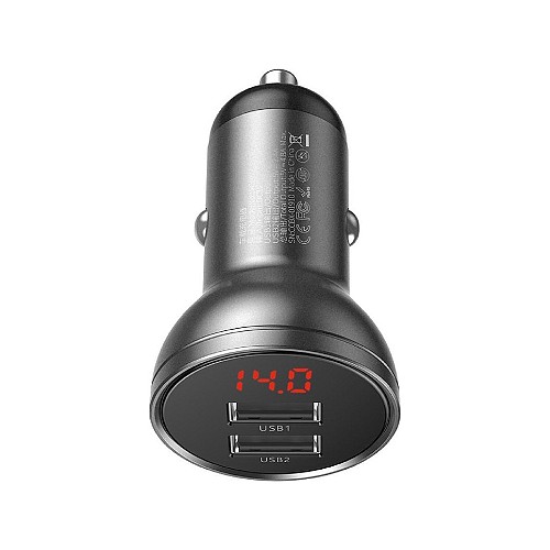 Baseus Car Charger Digital Display Gray (24W) (CCBX-0G) (BASCCBX-0G)