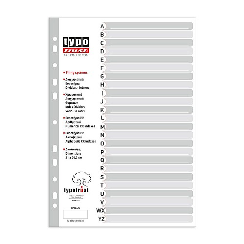 Typotrust Διαχωριστικά A4 Αλφαβητικά (Α-Ζ) (FP40424) (TYPFP40424)