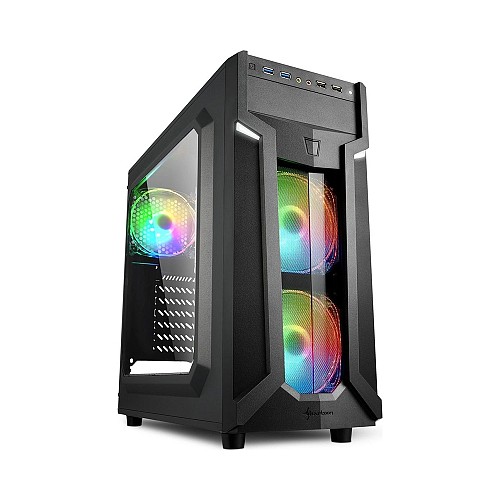 Sharkoon VG6-W RGB Gaming Midi Tower Computer Case Black (17581247) (SHR17581247)