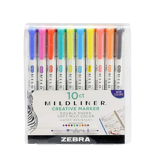 Zebra Mildliner Double Ended Creative Marker Bold & Fine Point 10 Pack (ZB-78501) (ZEB78501)