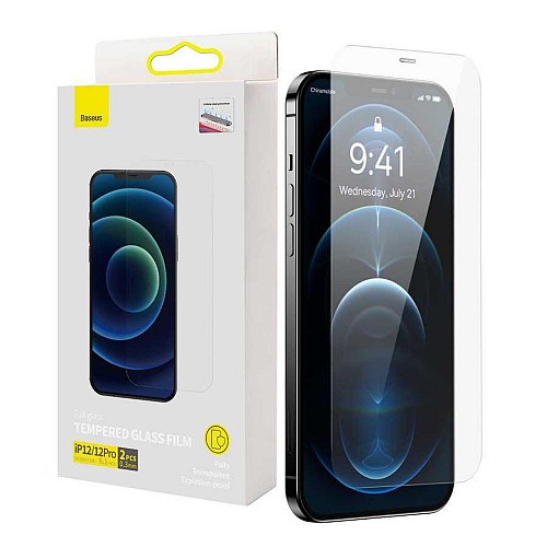 Baseus Tempered Glass Transparent 0.3mm (6.1inch) for iPhone 12/12 Pro (2pcs) (SGBL060702) (BASSGBL060702)