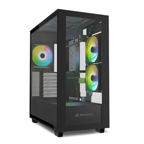 Sharkoon Rebel C60 RGB Gaming Midi Tower Κουτί Υπολογιστή με Πλαϊνό Παράθυρο Μαύρο (REBC60RGBBK) (SHRREBC60RGBBK)