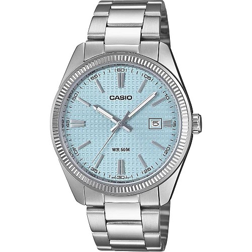 Casio Γαλάζιο Ρολόι Μπαταρίας με Ασημί Μεταλλικό Μπρασελέ (MTP-1302PE-2AVEF) (CASMTP-1302PE-2AVEF)