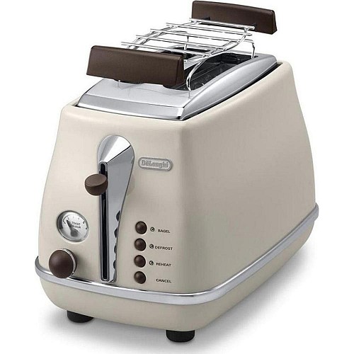 De'Longhi Icona Vintage Φρυγανιέρα 2 Θέσεων 900W Μπεζ (CTOV2103.BG) (DLGCTOV2103.BG)
