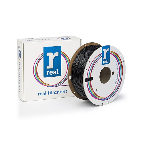 REAL PETG 3D Printer Filament - Black - Spool of 3Kg - 1.75mm (REALPETGBLACK3KG)