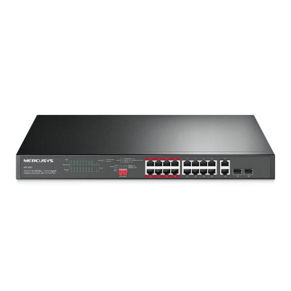 Mercusys 16-Port 10/100Mbps + 2-Port Gigabit Rackmount Switch with 16-Port PoE+ (MS118CP) (MERMS118CP)