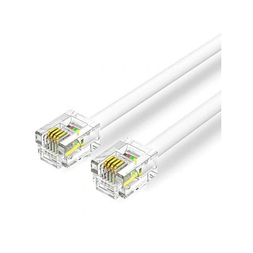 VENTION Flat 4-Core Telephone RJ11 Cable with 6P4C Plug 20M White (IQBWQ) (VENIQBWQ)
