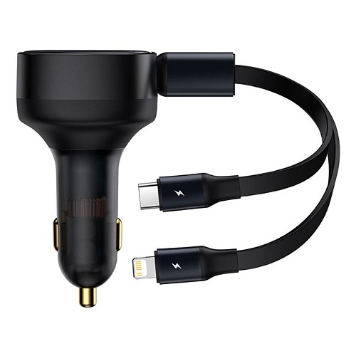 Baseus Φορτιστής Αυτοκινήτου Enjoyment με Καλώδιο USB-C + Lightning 3A 30W Μαύρο (CGTX000001) (BASCGTX000001)