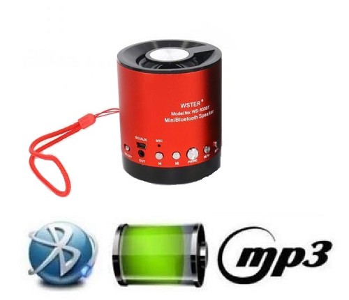 Μίνι ασύρματο Bluetooth ηχείο WS-633BT 5V Κόκκινο OEM