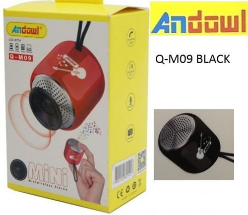 Επαναφορτιζόμενο μίνι ηχείο Bluetooth μαύρο Q-M09 ANDOWL Andowl