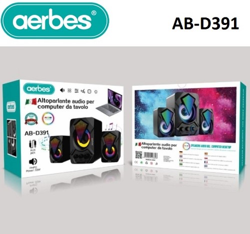 Ηχεία υπολογιστή και πολυμέσων μαύρα 3.5mm RGB AB-D391 Aerbes Aerbes