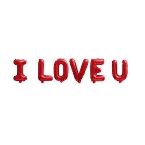 Μεταλλιζέ κόκκινα μπαλόνια αέρα ή ηλίου "I LOVE U" OEM