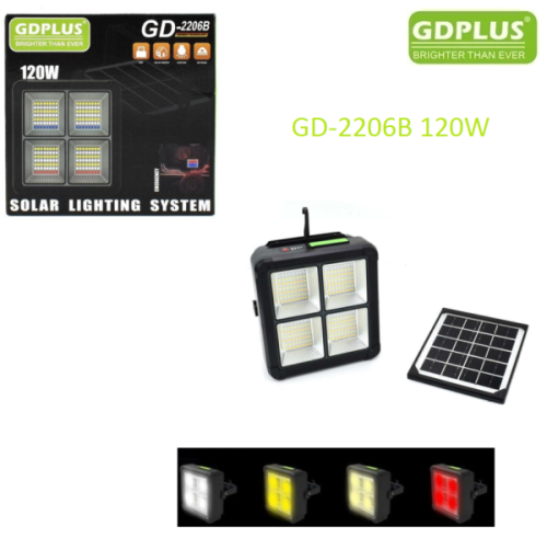 Φορητός ηλιακός προβολέας μαύρος GD-2206B 120W GDPLUS GDplus