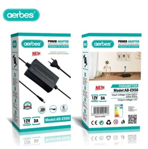Αντάπτορας πρίζας AC/DC 12V 3A AB-E950 AERBES Aerbes