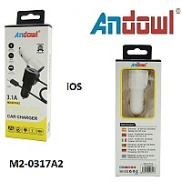Φορτιστής αυτοκινήτου με θύρα USB και καλώδιο Lightning 3.1A M2-0317A2 ANDOWL Andowl