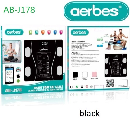 Έξυπνη ζυγαριά σωματικού λίπους Μαύρη AB-J178 Aerbes Aerbes