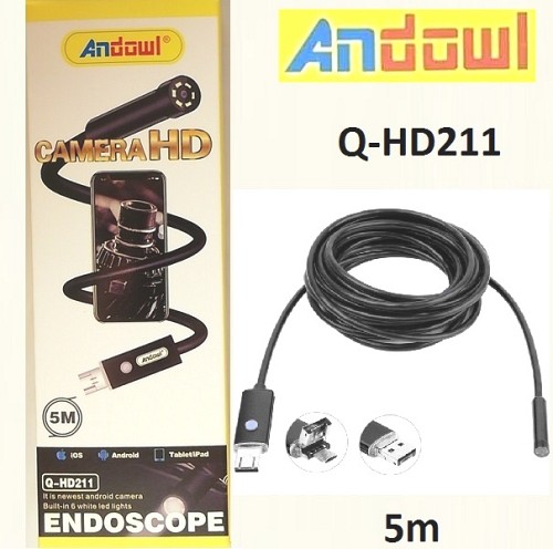 Αδιάβροχη κάμερα ενδοσκόπιο 5m USB 6LED Q-HD211 ANDOWL 0404 Andowl