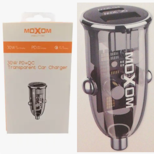 Διαφανής φορτιστής αυτοκινήτου USB-A Type-C LX-VC803 MOXOM Moxom