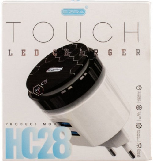 Φορτιστής πρίζας με φως LED 2 USB HC28 EZRA EZRA