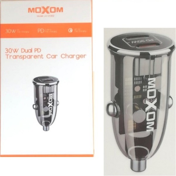 Διαφανής φορτιστής αυτοκινήτου 2 USB-C LX-VC802 MOXOM Moxom