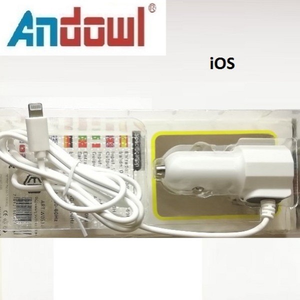 Φορτιστής αυτοκινήτου με θύρα USB και καλώδιο Lightning 3.1A M2-0317A2 ANDOWL Andowl