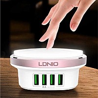 Γρήγορος φορτιστής κινητού και φως νυκτός LED 4 USB 4.4A A4406 LDNIO Ldnio