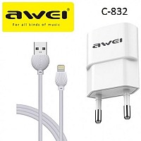 Φορτιστής με καλώδιο μεταφοράς δεδομένων Lightning USB C-832 AWEI AWEI