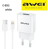 Φορτιστής με καλώδιο μεταφοράς δεδομένων Lightning USB C-832 AWEI AWEI