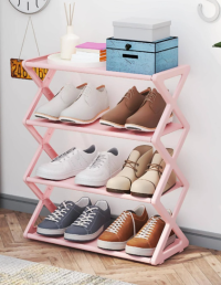 Παπουτσοθήκη  4 ράφια ροζ 8809-4B