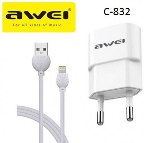 Φορτιστής με καλώδιο μεταφοράς δεδομένων Lightning USB C-832 AWEI AWEI