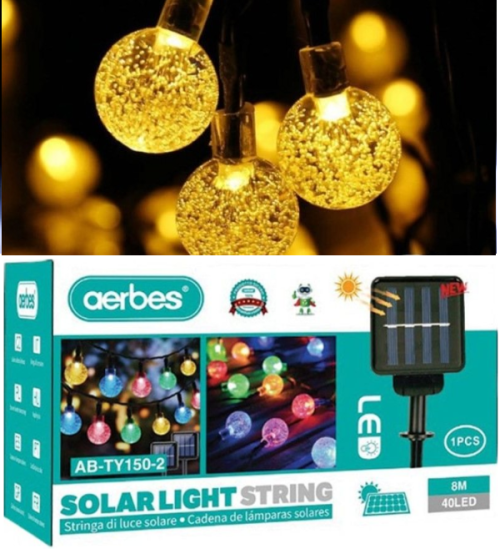 Ηλιακά φωτάκια μπαλάκια σε καλώδιο 40LED AB-TY150-2 AERBES ζεστό λευκό Aerbes