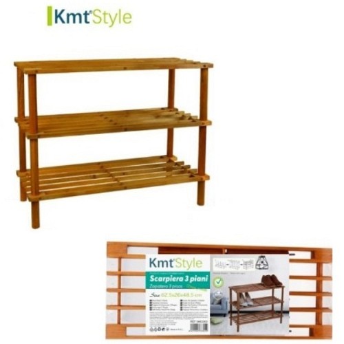 Ξύλινη παπουτσοθήκη με 3 ράφια 62.5x26x48.5cm Kmt style 5403305 OEM