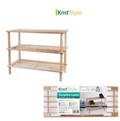 Ξύλινη παπουτσοθήκη με 3 ράφια 63x26x48cm Kmt style 5403302 OEM