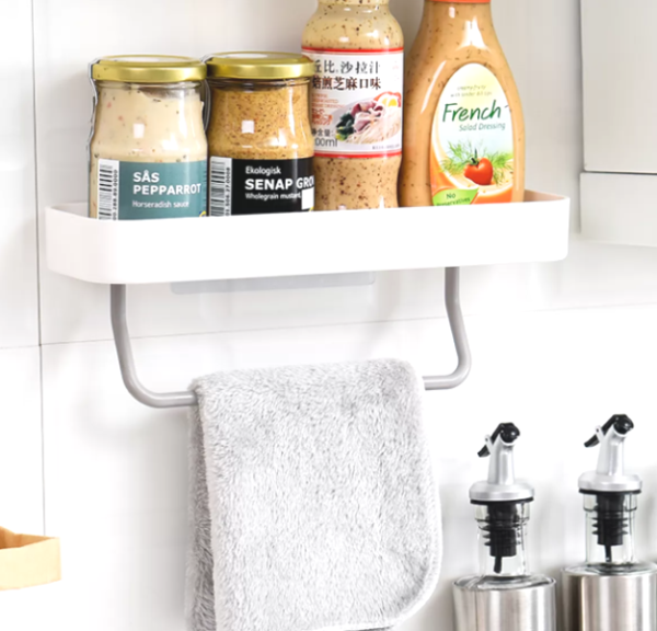 Αυτοκόλλητο ράφι τοίχου με ράγα για πετσέτες J&S 21401