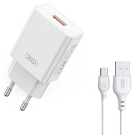 XO L127 USB-A QC18W Φορτιστής Γρήγορης Φόρτισης με Type-C Καλώδιο
