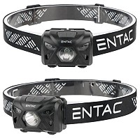 Entac Φακός Κεφαλής 5W Με Αισθητήρα Κίνησης XPE + Κόκκινο Φως - Μαύρο