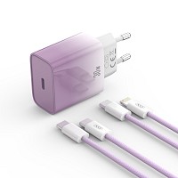 XO CE18 Φορτιστής Γρήγορης Φόρτισης EU 30W USB-C Με Type-C Καλώδιο (NB260) Μωβ