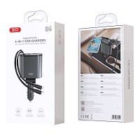 XO CC62 Smart Μεταλλικός 4 σε 1 Retractable Φορτιστής Αυτοκινήτου