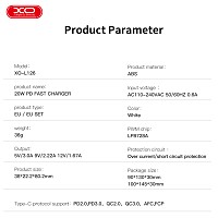 XO L126 USB-C PD20W Fast Charging Charger with Type-C cable(NB-Q190A)