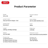 XO L109 (UK) Dual USB-A 2.4A Charger