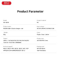 XO CE18 Φορτιστής Γρήγορης Φόρτισης EU 30W USB-C Με Type-C Καλώδιο (NB260) Μωβ