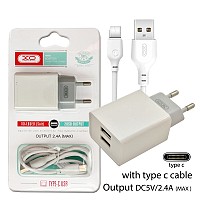 XO L65EU 2.4A Διπλής Θύρας USB Φορτιστής for Type-C