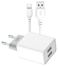 XO L65EU 2.4A Διπλής Θύρας USB Φορτιστής for Type-C