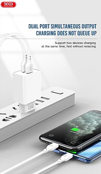 XO L65EU 2.4A Διπλής Θύρας USB Φορτιστής for Type-C