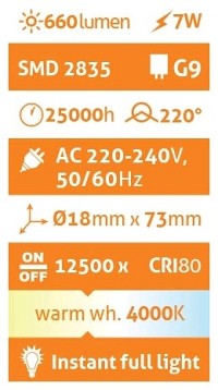 Avide LED G9 7W 220° Λευκό 4000K
