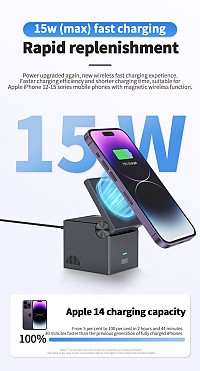 XO CX027 Κινητό /Apple Watch/ TWS 3-σε-1 Ασύρματος φορτιστής 15W