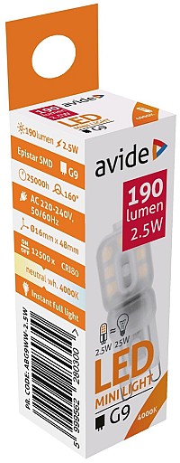 Avide LED G9  2.5W 160° Λευκό 4000K