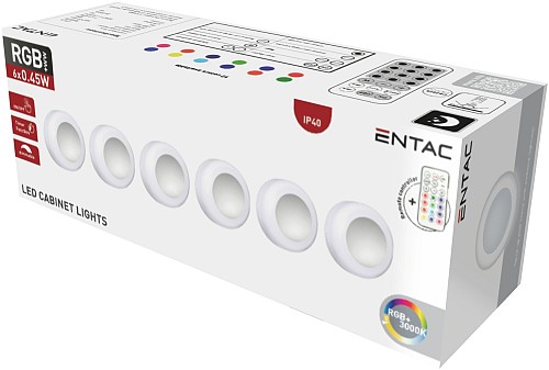 Entac Mini Φορητό Φωτάκι Νυκτός 0,45W RGB RC 6τμχ/σετ