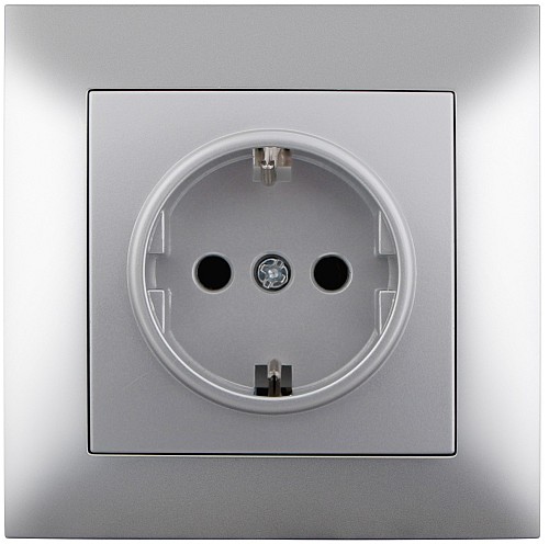 Entac Arnold Recessed wall socket earthed Silver