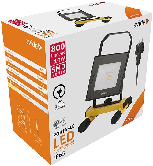 Avide LED Προβολέας Slim SMD  10W με Βάση 1.5μ Λευκό 4000K